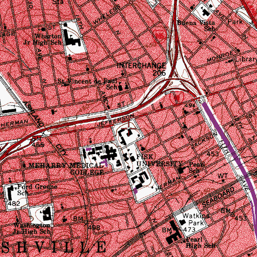 Topographic Map of Jubilee Hall, TN