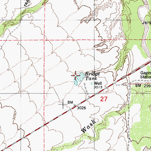 Topographic Map of Bridge Tank, AZ