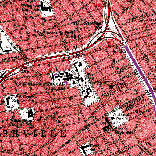 Topographic Map of Talley-Brady Hall, TN