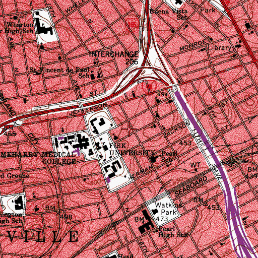 Topographic Map of W E B Du Bois Honors Center, TN