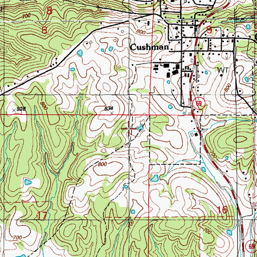 Topographic Map of Township of Cushman-Union, AR