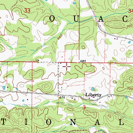 Topographic Map of Township of Fannie, AR