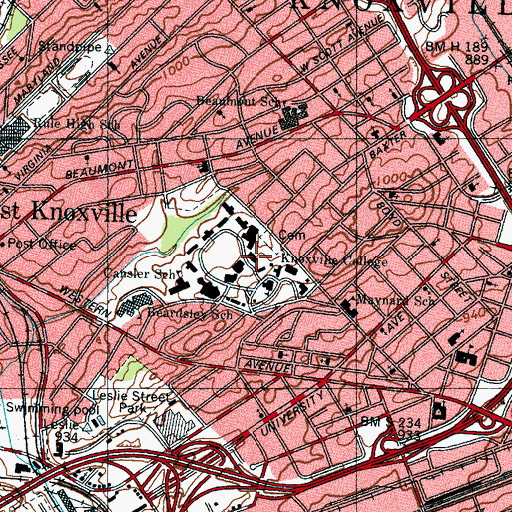Topographic Map of A K Stewart Science Building, TN