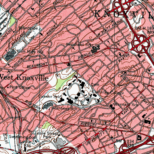 Topographic Map of Beveridge Hall, TN