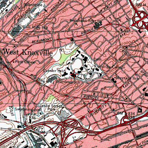 Topographic Map of Colston Center for the Performing Arts, TN