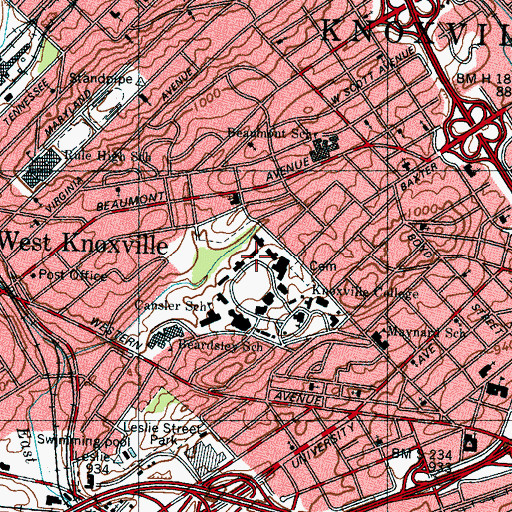 Topographic Map of Colston Hall, TN