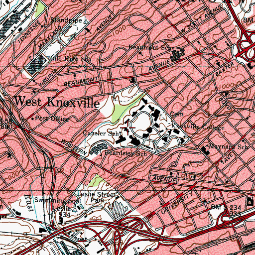 Topographic Map of Davis Hall, TN