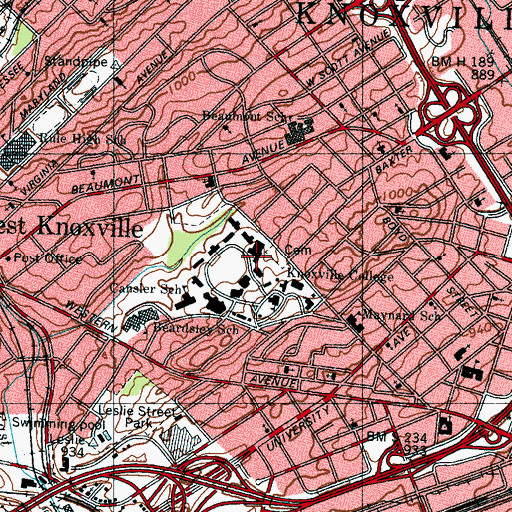 Topographic Map of Martin Luther King Towers, TN