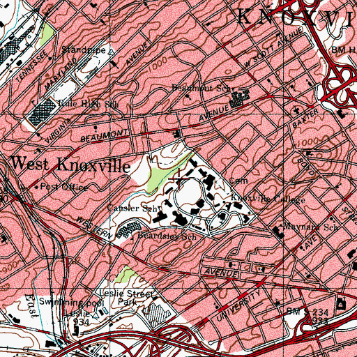 Topographic Map of McCulloch Hall, TN