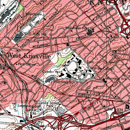 Topographic Map of McGranahan Hall, TN