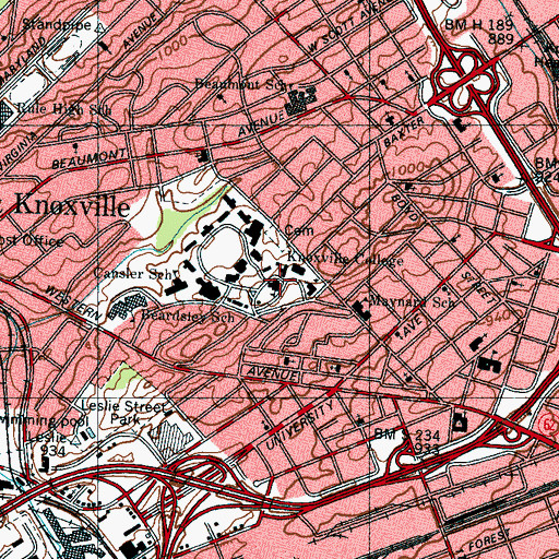 Topographic Map of McKee Hall Administration Building, TN