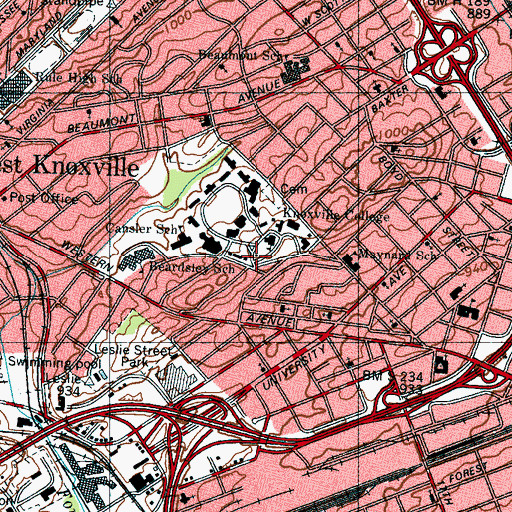 Topographic Map of Wallace Hall, TN