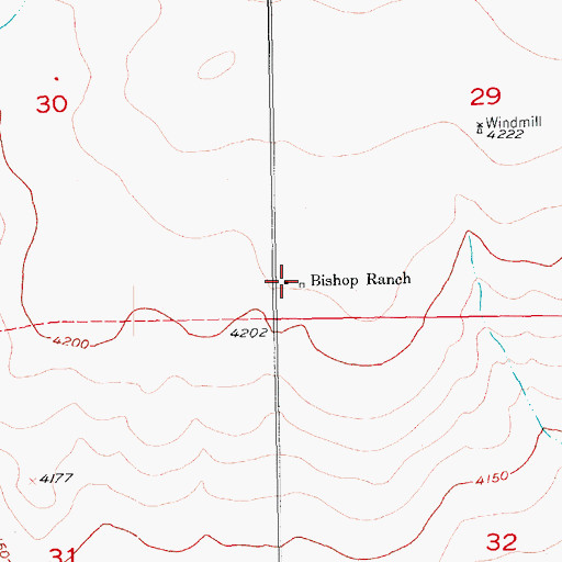 Topographic Map of Bishop Ranch, CO