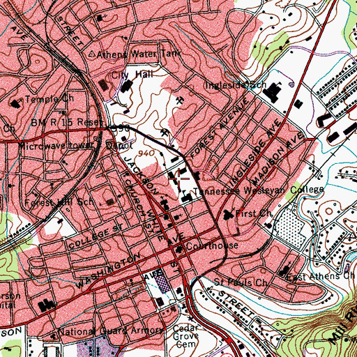 Topographic Map of Durham Hall, TN