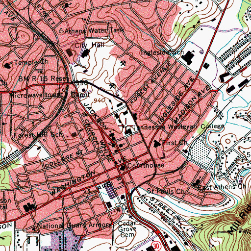 Topographic Map of Fisher Science Hall, TN