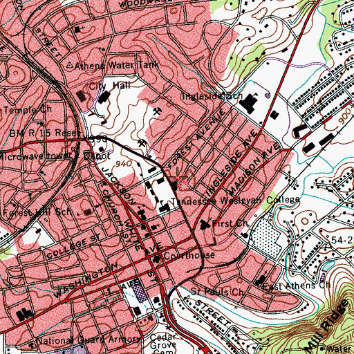 Topographic Map of Keith Hall, TN
