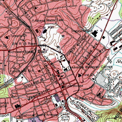 Topographic Map of Merner-Pfeiffer Library, TN