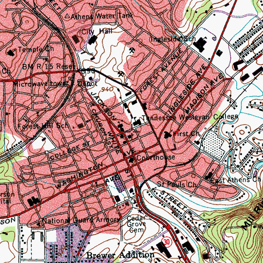 Topographic Map of Sherman Fine Arts Building, TN