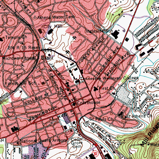 Topographic Map of Townsend Hall, TN