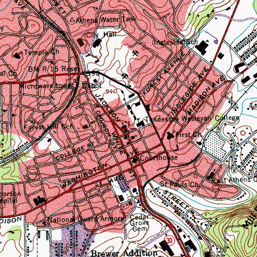 Topographic Map of Trinity United Methodist Church, TN