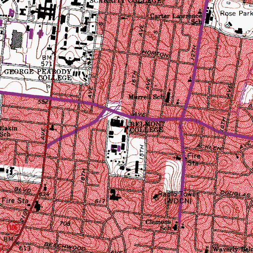 Topographic Map of Heron Hall, TN