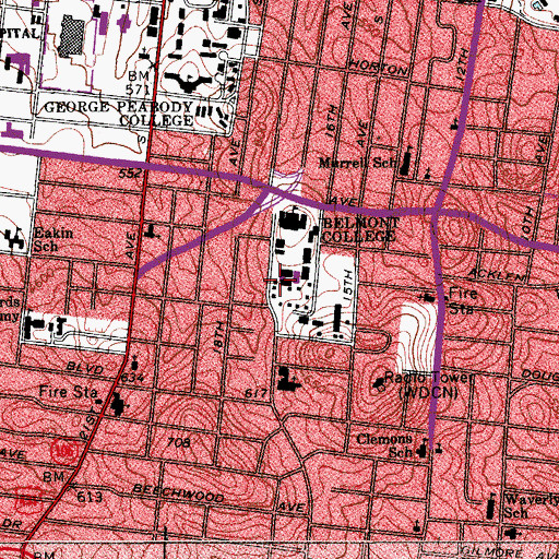 Topographic Map of Hitch Science Center, TN