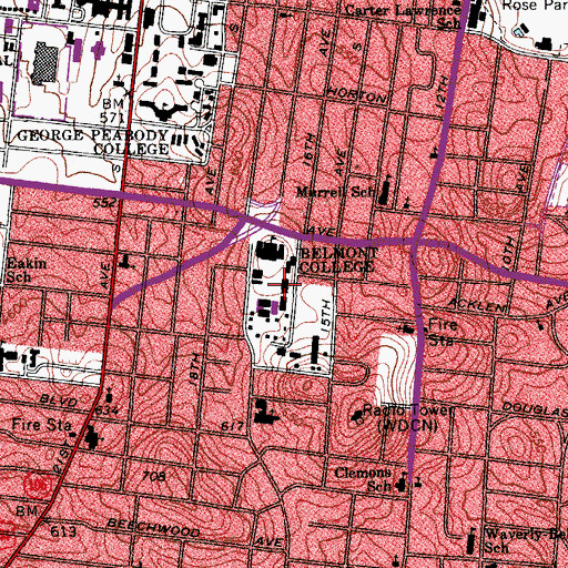 Topographic Map of Pembroke Hall, TN