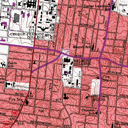 Topographic Map of Wilson Music Building, TN