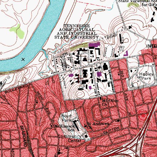 Topographic Map of Alger V Boswell Complex, TN