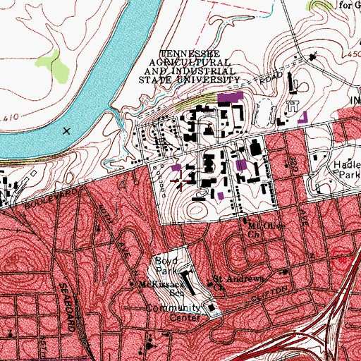 Topographic Map of Andrew P Torrence Hall, TN