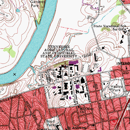 Topographic Map of Edna R Hankal Residence Center, TN