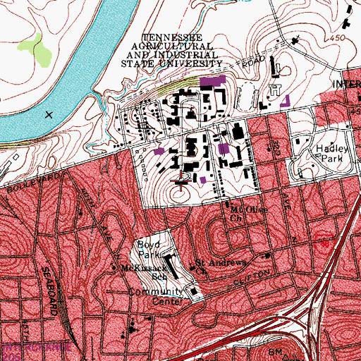 Topographic Map of Harriett H Hale Residence Center, TN
