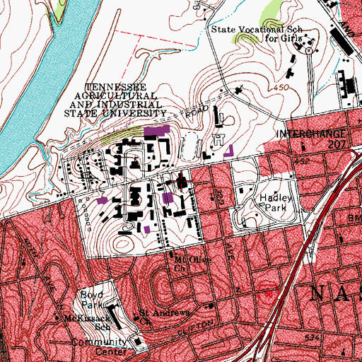 Topographic Map of Henry A Kean Hall, TN