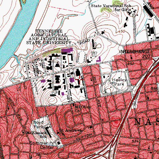 Topographic Map of Henry Allen Boyd Residence Center, TN