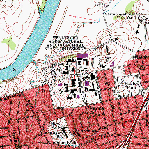 Topographic Map of Laura M Averitte Amphitheater, TN