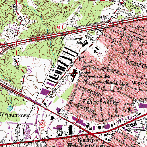 Topographic Map of Sydney Lanier Middle School, VA