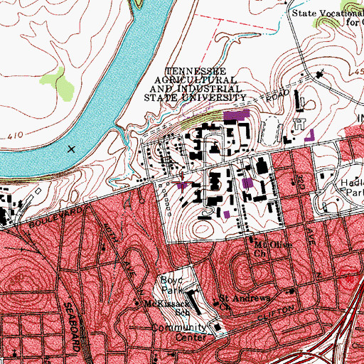 Topographic Map of Lewis R Holland Hall, TN