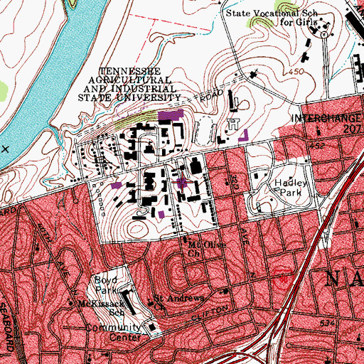 Topographic Map of Martha M Brown-Lois H Daniel Library, TN