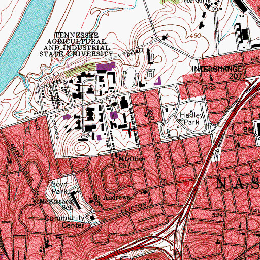 Topographic Map of Merle R Eppse Residence Center, TN