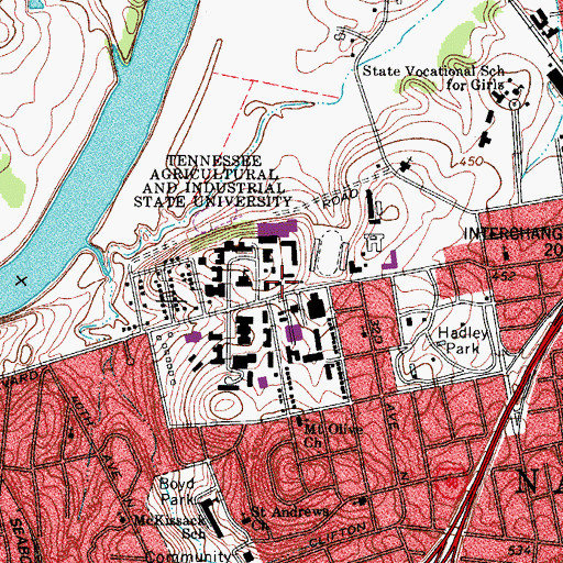 Topographic Map of Ned R McWherter Administration Building, TN