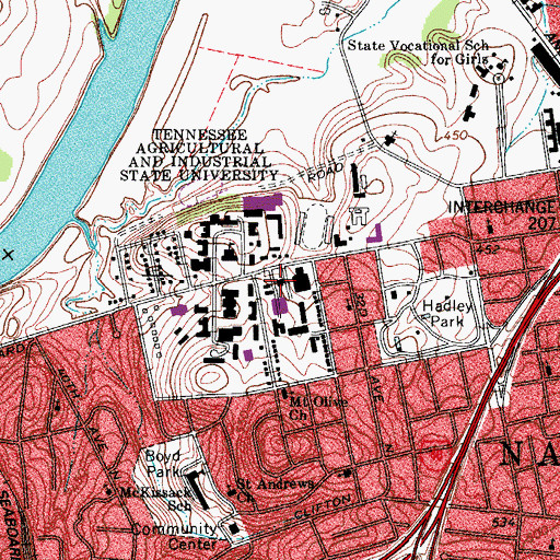 Topographic Map of Otis L Floyd-Joseph A Payne Campus Center, TN