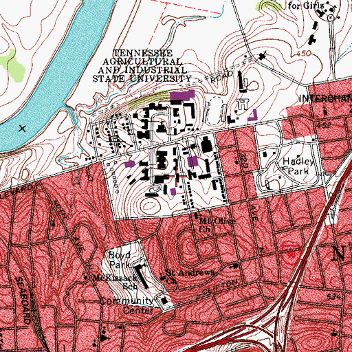 Topographic Map of Robert E Clay Hall, TN