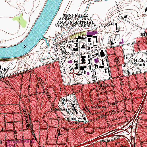 Topographic Map of Wilma Rudolph Residence Center, TN