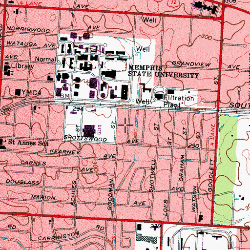 Topographic Map of Billy Mac Jones Advancement Building, TN