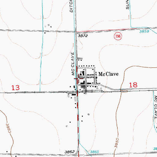 Topographic Map of McClave, CO