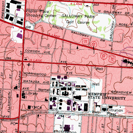 Topographic Map of Cecil C Humphreys School of Law, TN