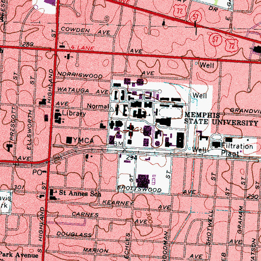 Topographic Map of Clement Hall, TN