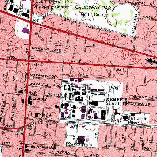 Topographic Map of Dunn Hall, TN