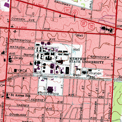 Topographic Map of Elma Neal Roane Field House, TN