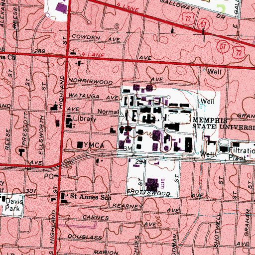 Topographic Map of J W Brister Building, TN